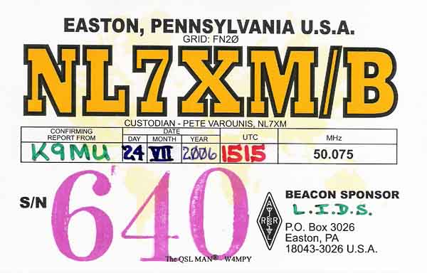 Beacon QSL Card